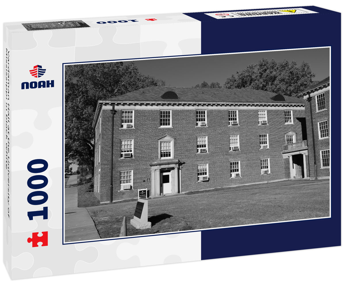 Vardaman Hall at the University of Mississippi in black white