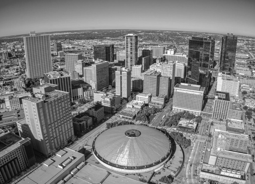 Forth Worth is a major City in Texas in black white