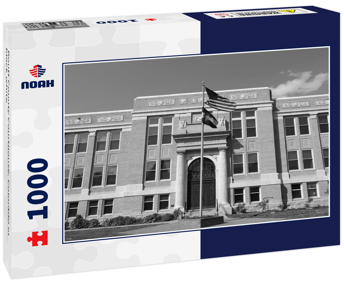 Routt County Courthouse, Colorado in black white