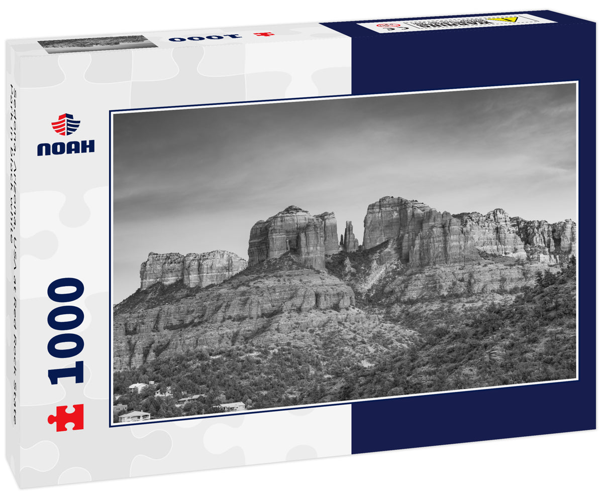 Sedona, Arizona, USA at Red Rock State Park in black white