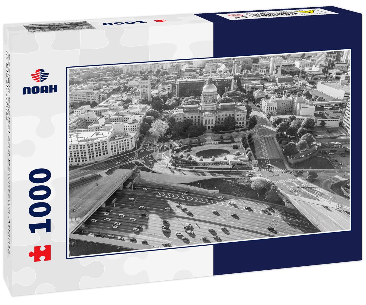 Georgia Capitol and Downtown Atlanta in black white