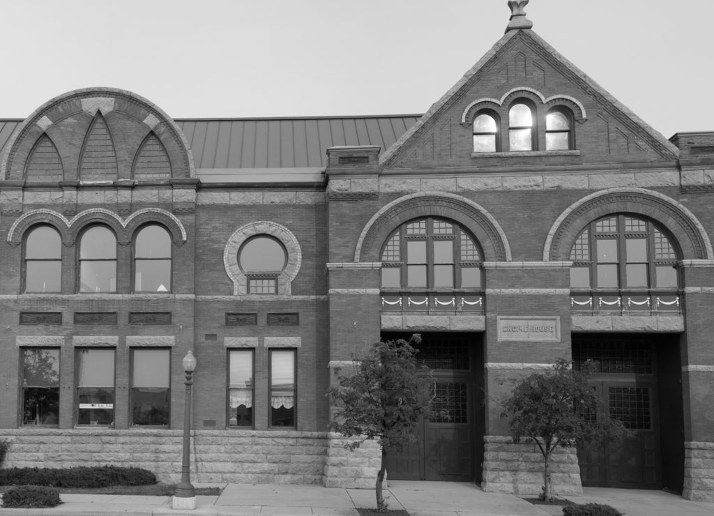 Anaconda Montana City Hall in black white