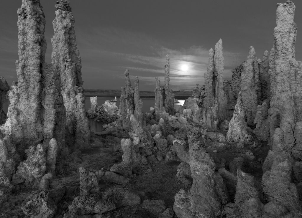 Mono Lake, Mono County, California, USA, America in black white
