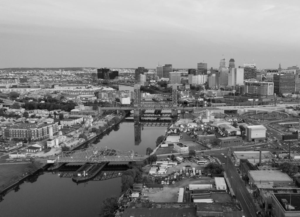 Newark, New Jersey in black white