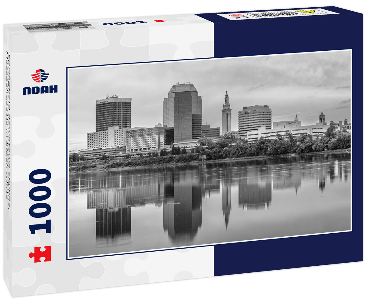 Springfield downtown skyline, Massachusetts in black white