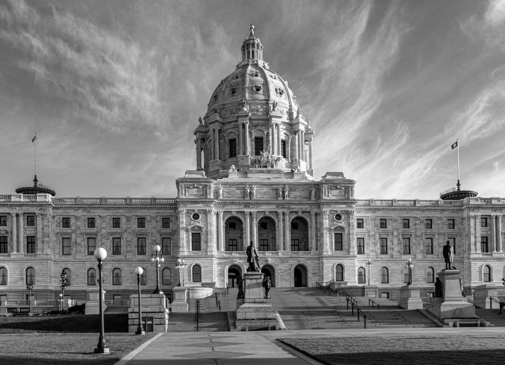 Minnesota State Capitol in black white