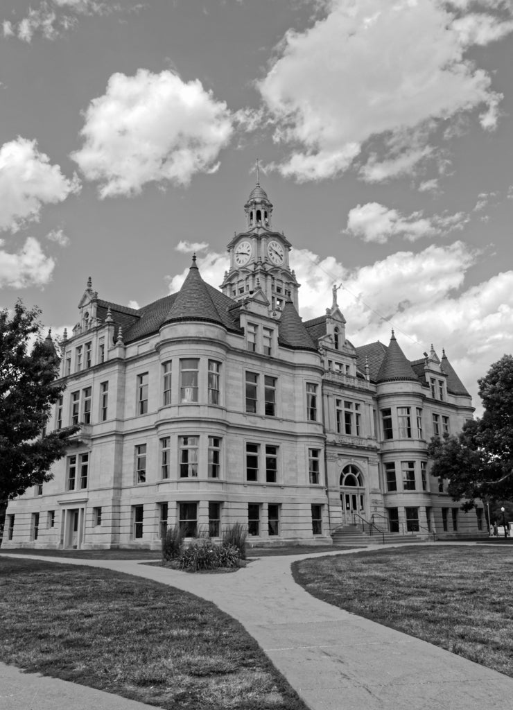Dallas County, Iowa Courthouse in black white