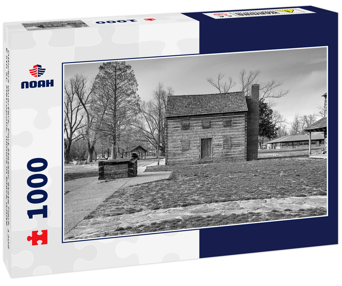 Officers Quarters, Fort Massac State Park 1308 E 5th St, Metropolis, Illinois in black white