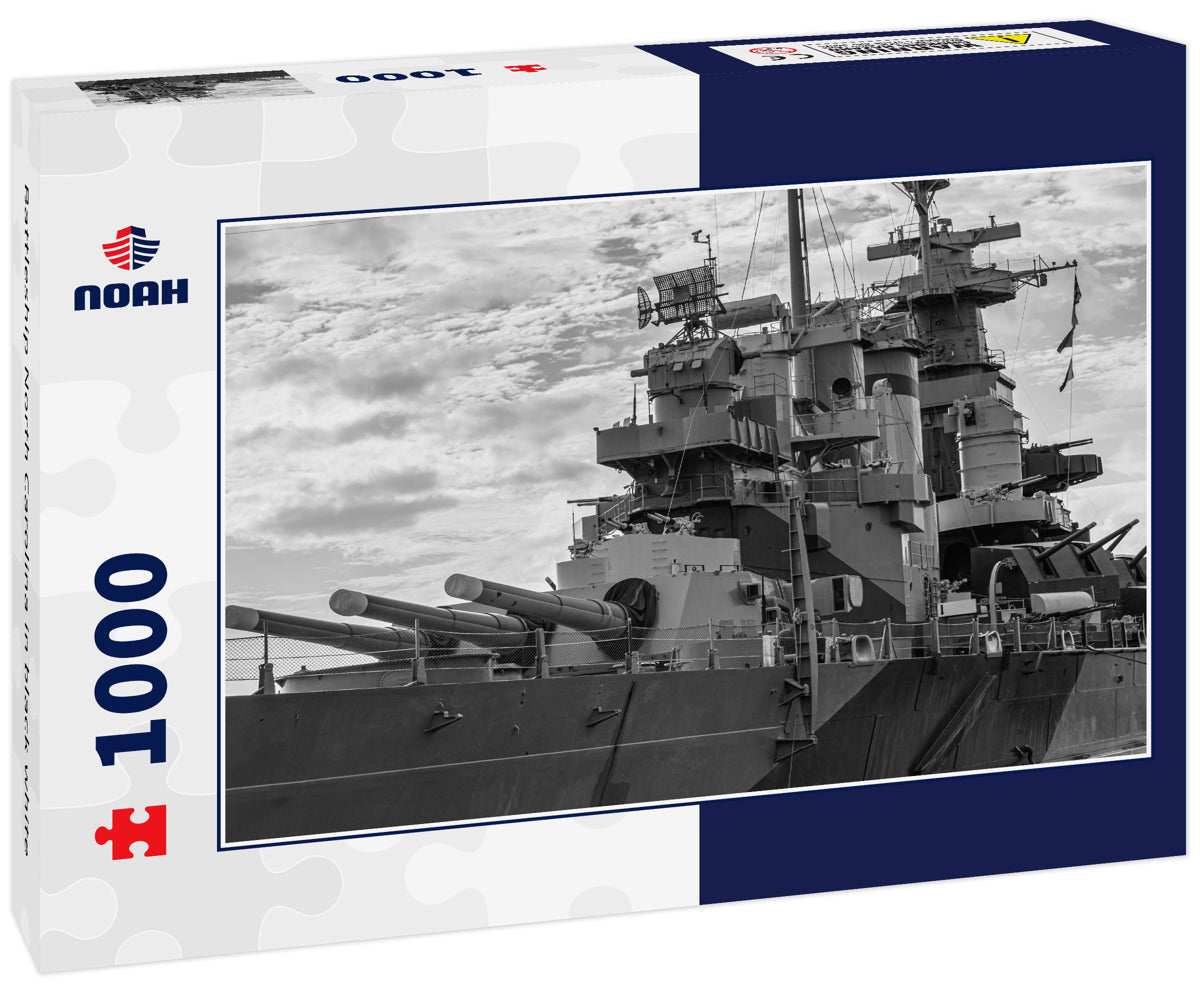 Battleship North Carolina in black white