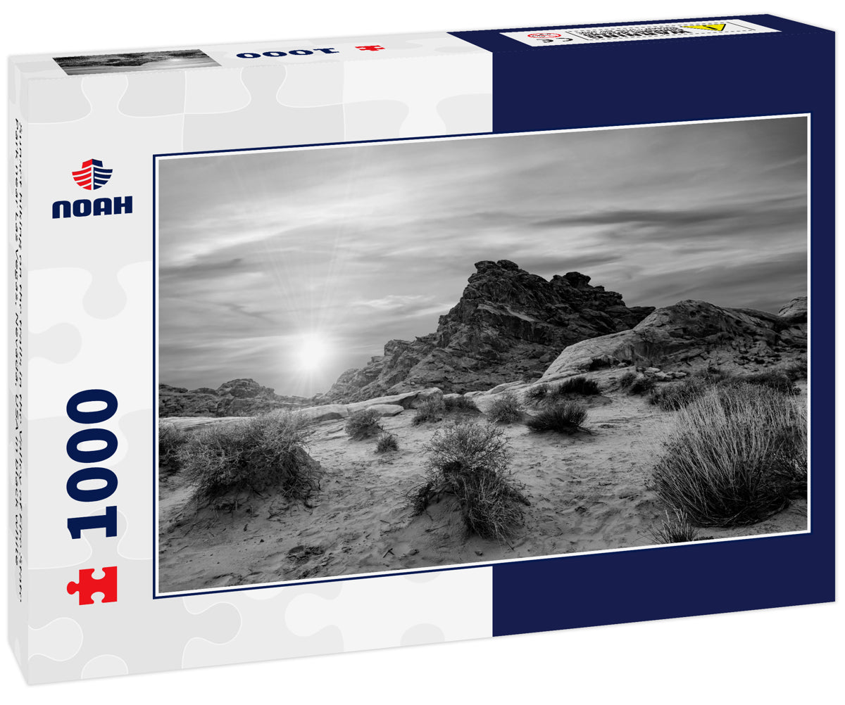 Sunset hiking on the trails in the Valley of Fire State Park near Las Vegas, Nevada, USA in black white