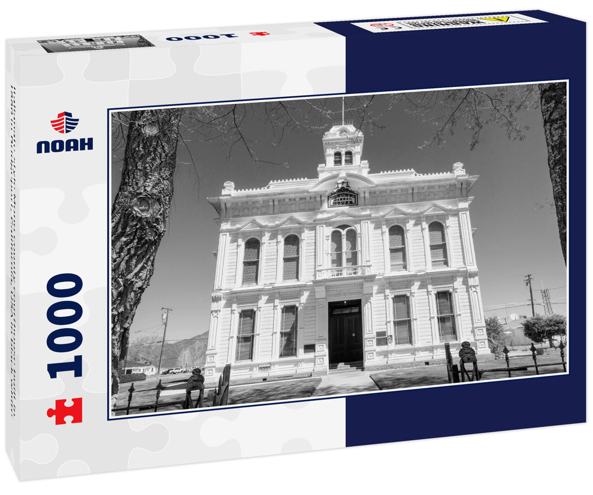 Italianate-style Mono county courthouse built in 1880 in Bridgeport, California, USA in black white
