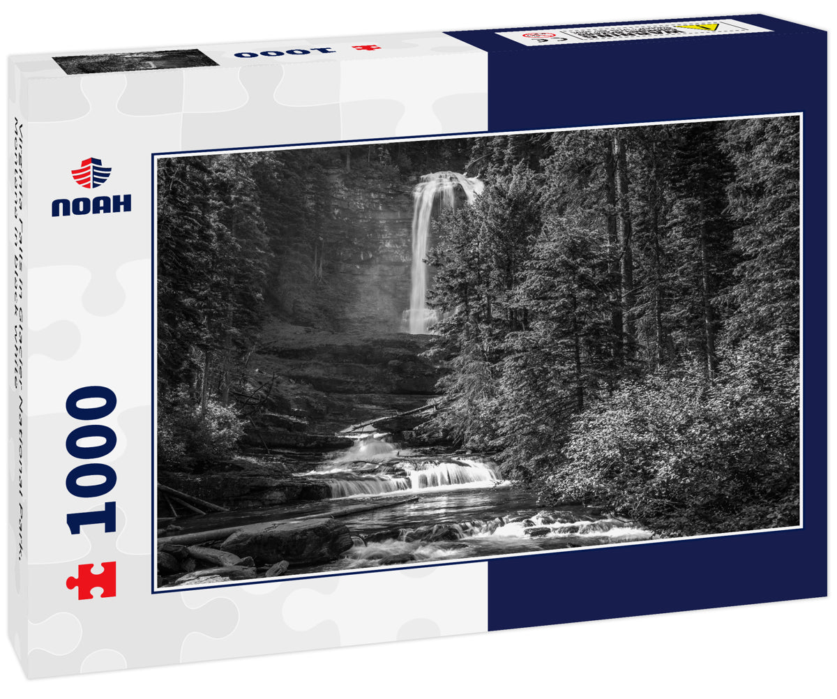 Virginia Falls in Glacier National Park, Montana in black white
