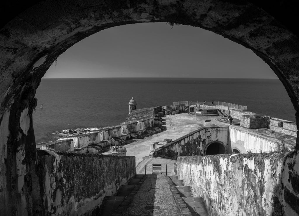 El Morro, Puerto Rico in black white