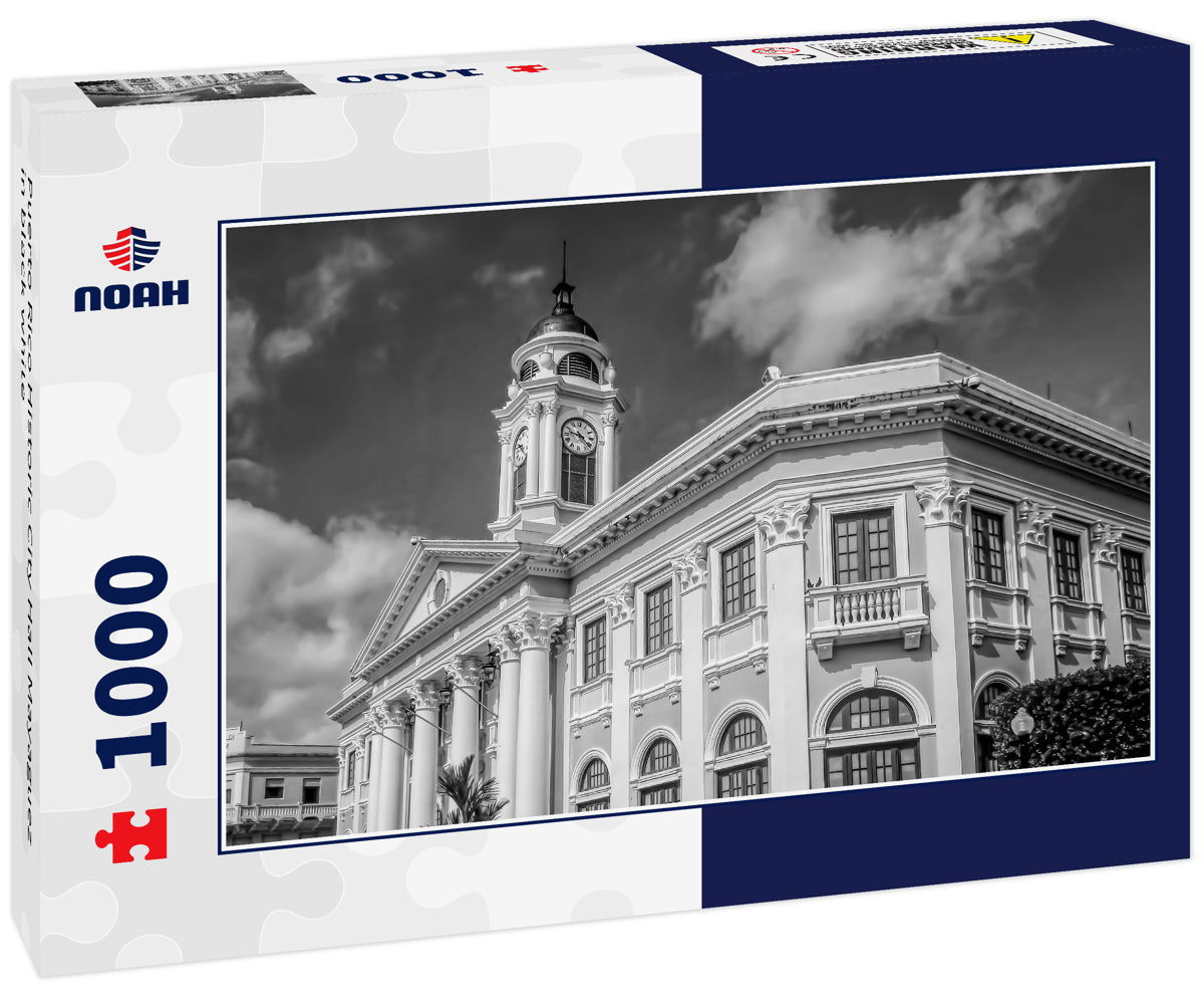 Puerto Rico Historic City Hall Mayaguez in black white