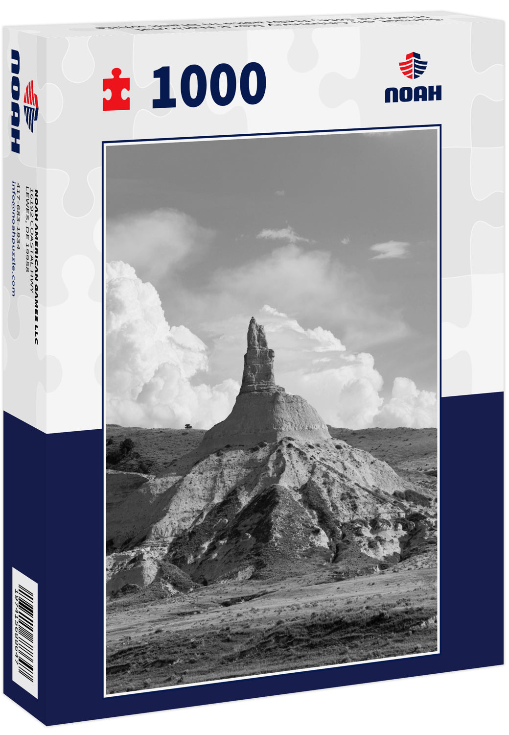 Sunset on Chimney Rock National Historic Site, Nebraska in black white