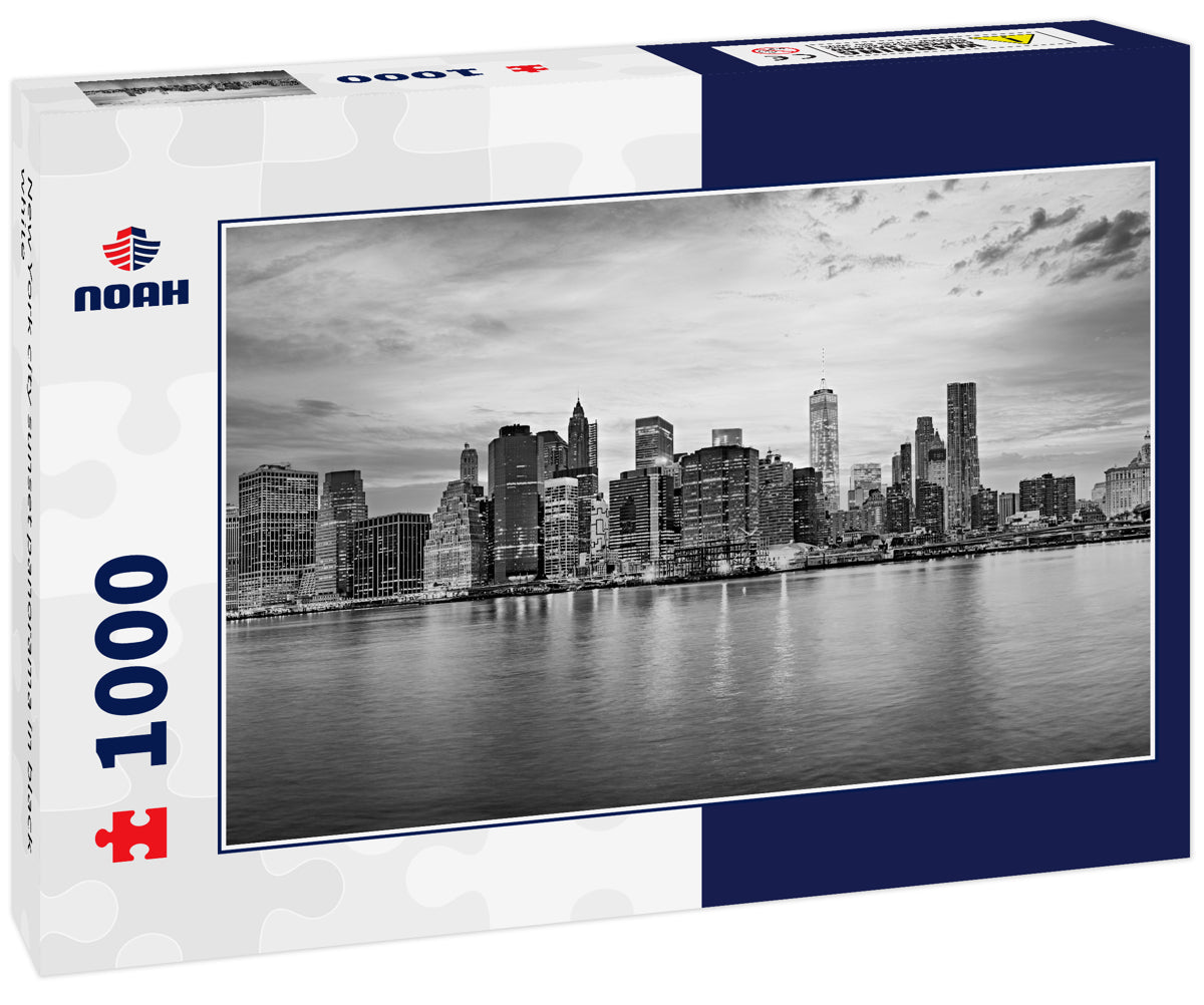 New York city sunset panorama in black white