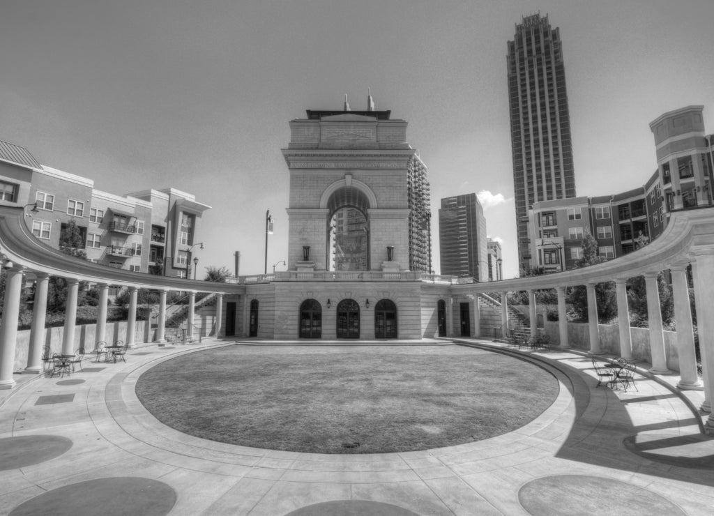 Millenium Gate in Atlanta, Georgia in black white
