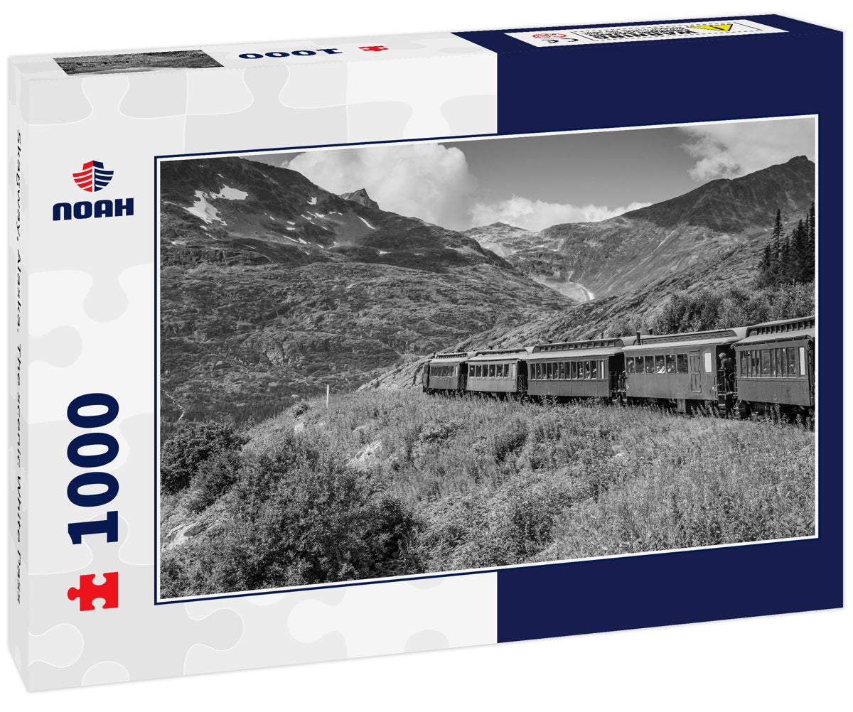 Skagway, Alaska. The scenic White Pass & Yukon Route Railroad in black white