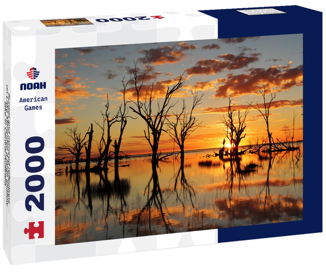 Sunset and mirrored reflections on Lake Menindee a large shallow lake in Central Australia 2000pc Puzzle