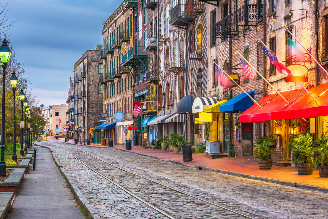 Savannah, Georgia, USA Bars and restaurants on River Street at dusk 2000pc Puzzle