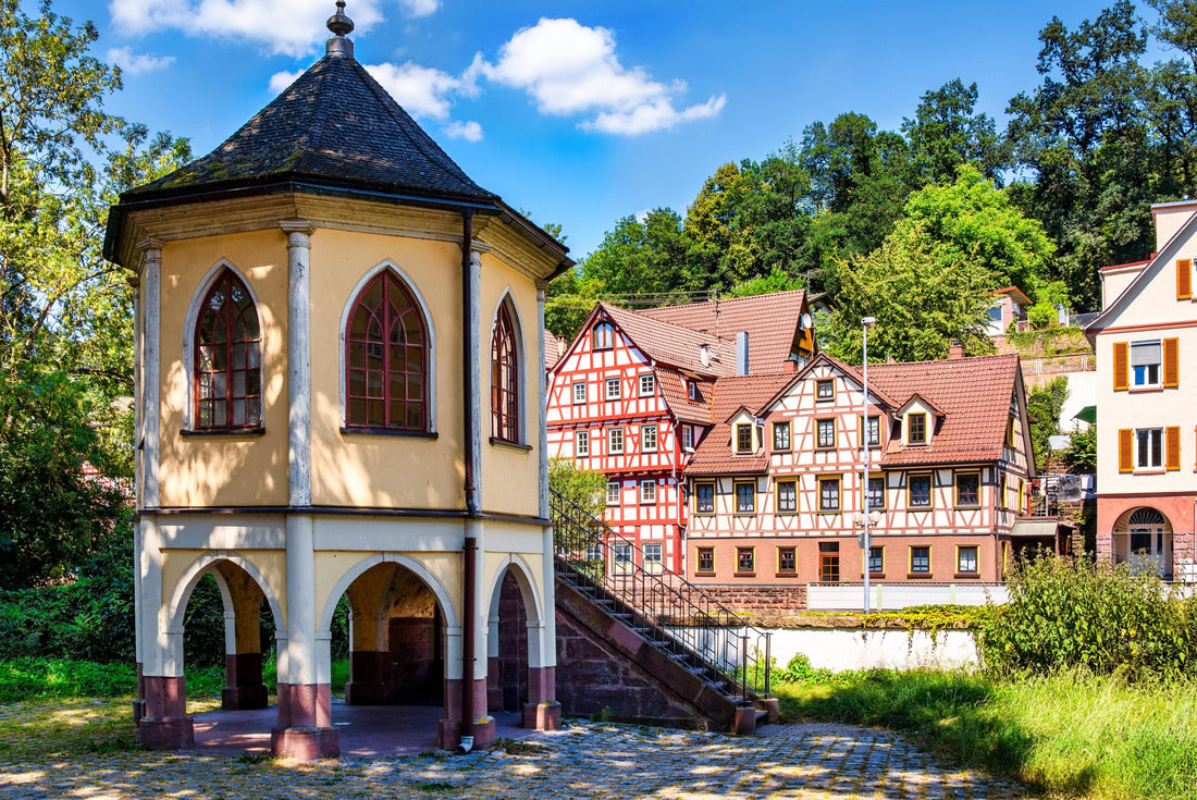 Pavilion and half-timbered houses on the Nagold shore in Calw city, Black Forrest 2000pc Puzzle