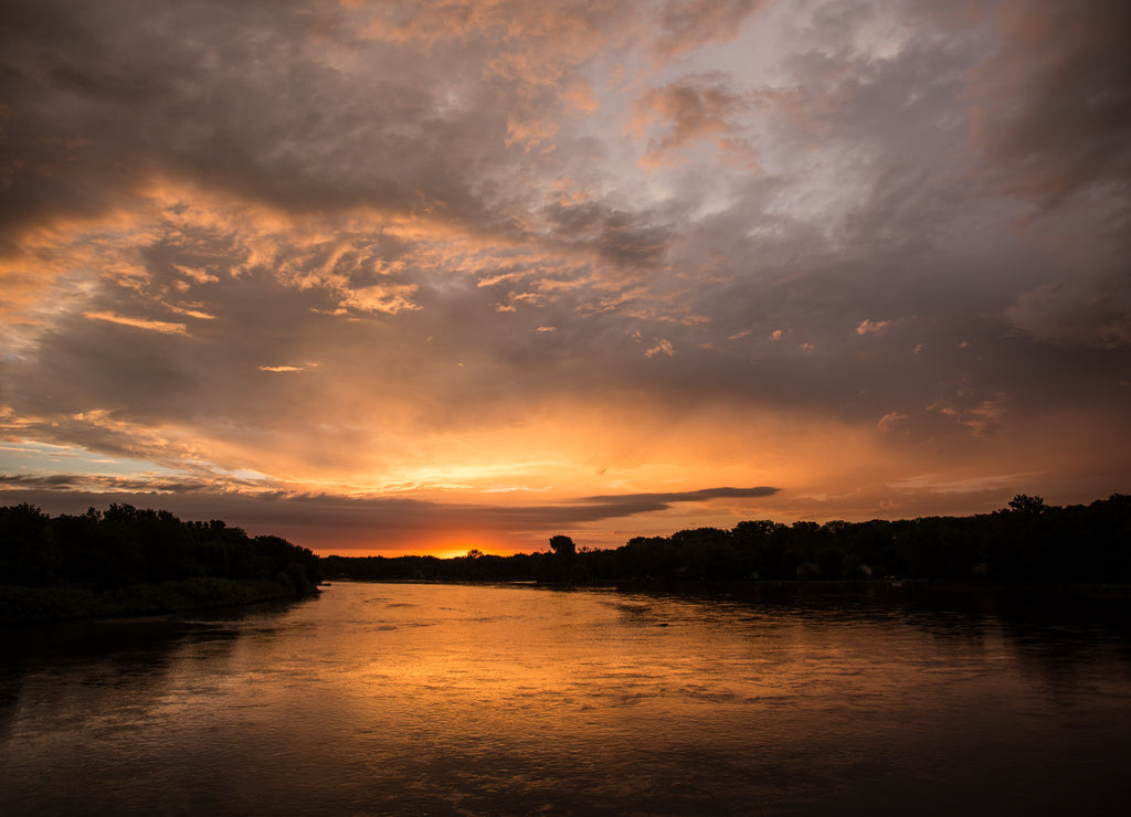 Sunrise over the Cedar River, Iowa USA