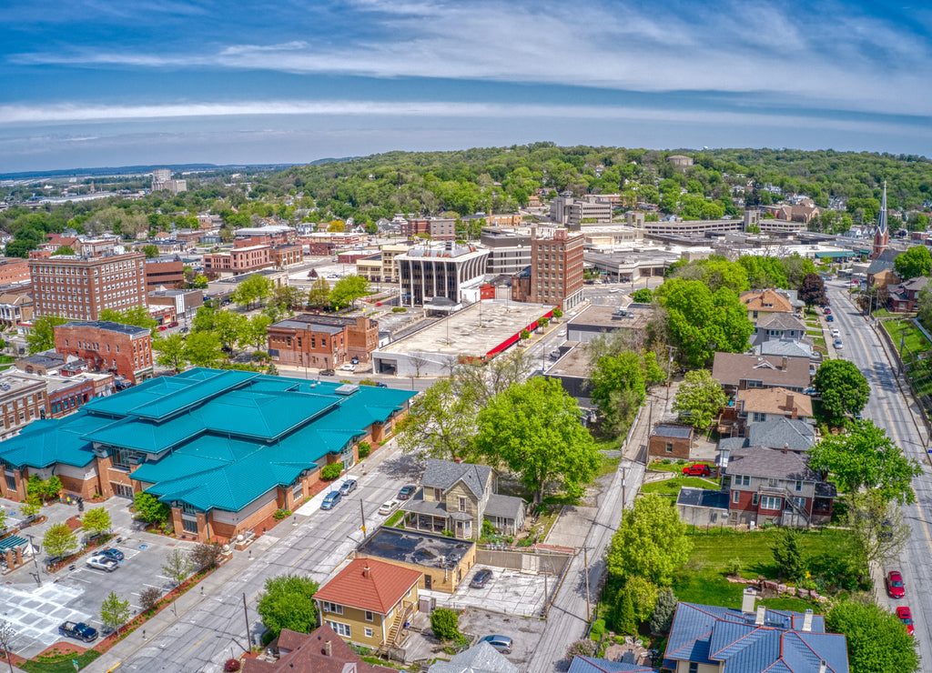 Aerial View of Downtown Council Bluffs, Iowa