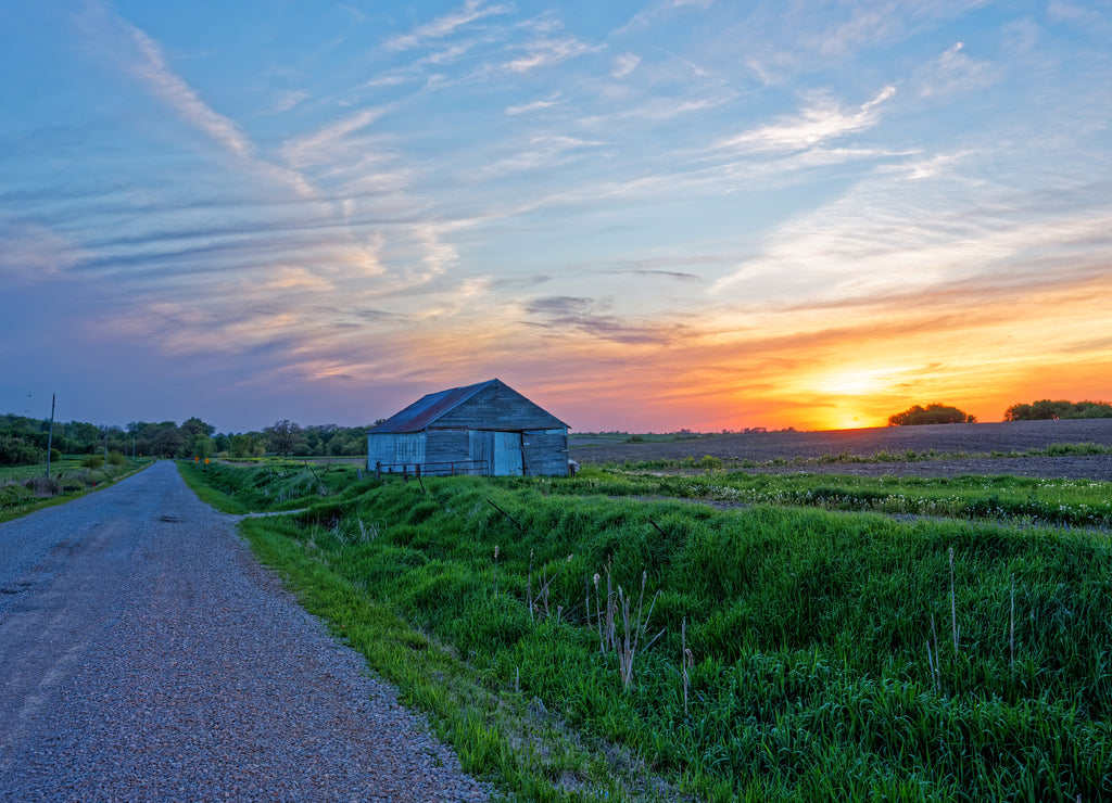 Sunset over a unknown Iowa Farm