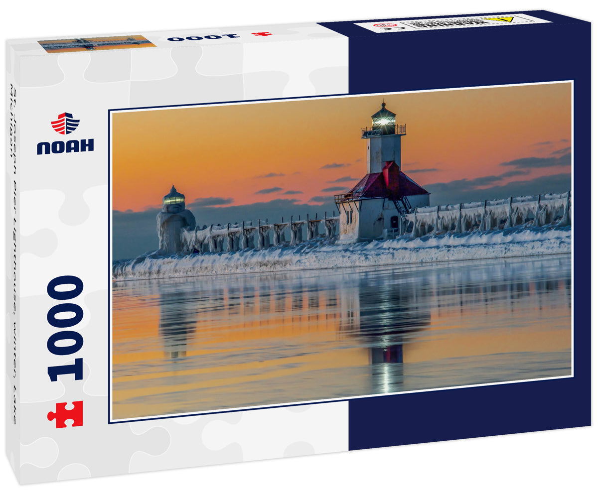 St. Joseph Pier Lighthouse, winter, Lake Michigan