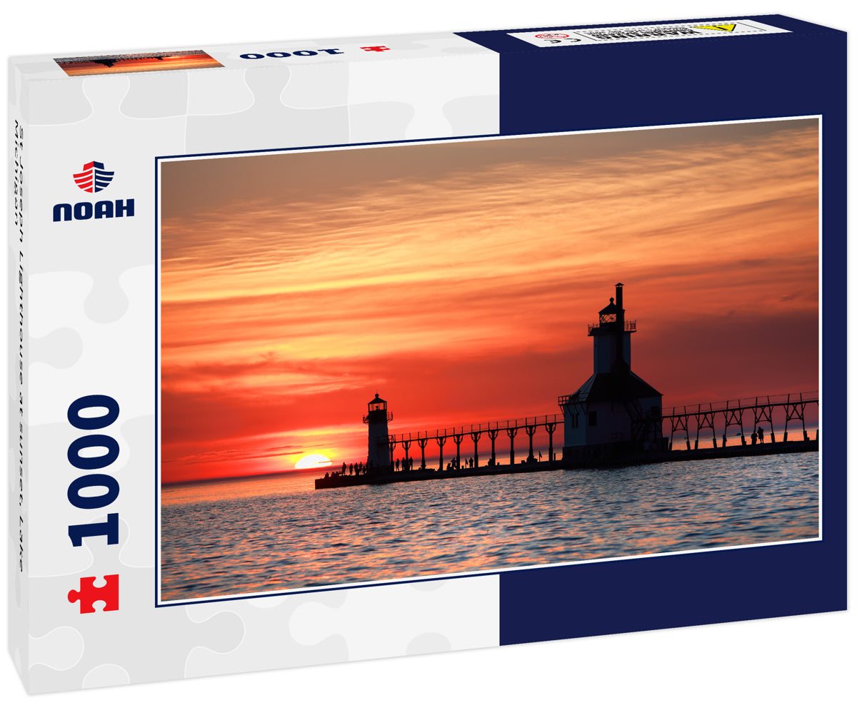 St Joseph Lighthouse at sunset, Lake Michigan