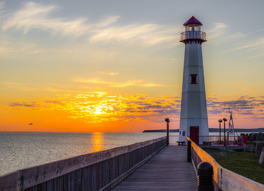 Wawatam Lighthouse sunrise, Upper Peninsula town of St Ignace, Michigan