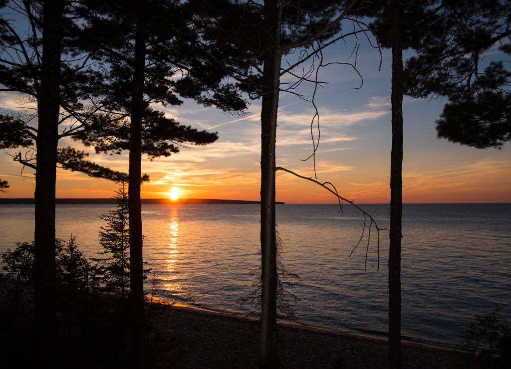 Sunset at Miners Beach, Pictured Rocks National Lakeshore, Munising, Michigan