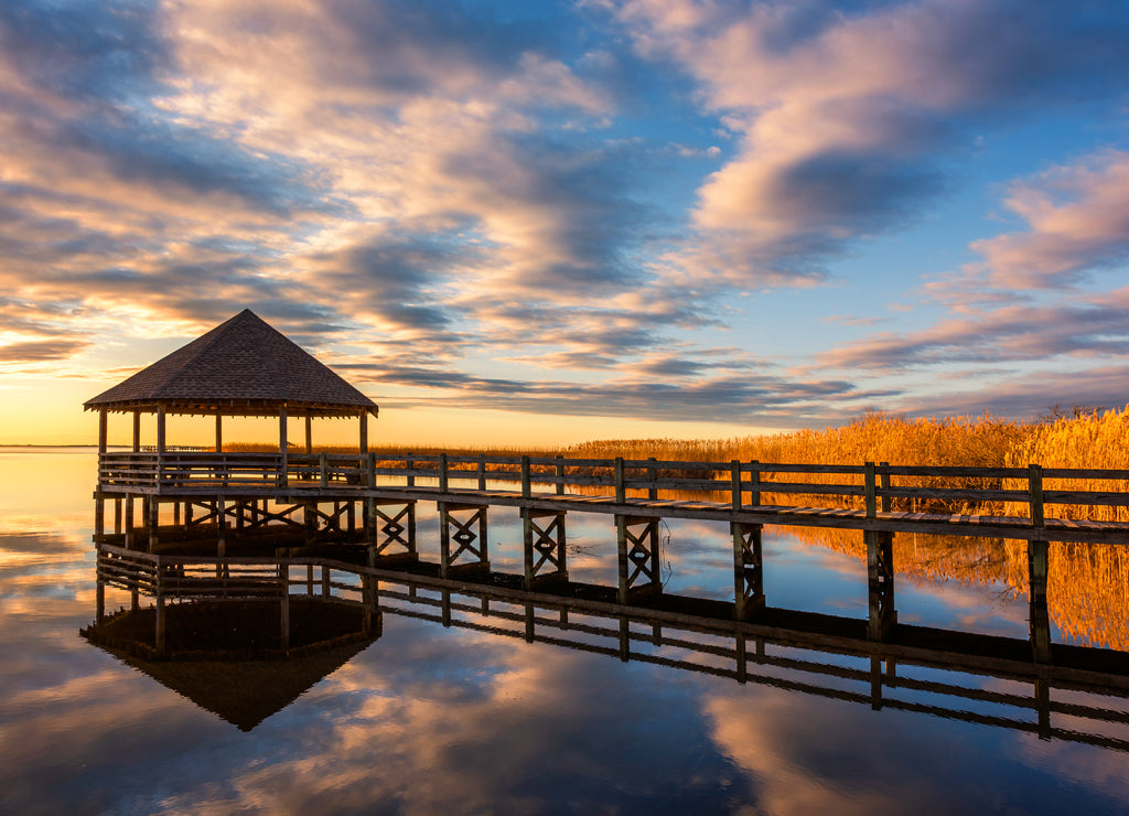Evening skies, waterfront gazebo, outer banks North Carolina