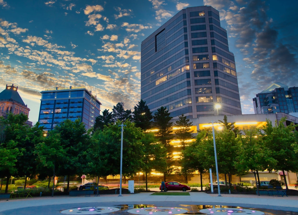 Night view of downtown Greensboro, North Carolina