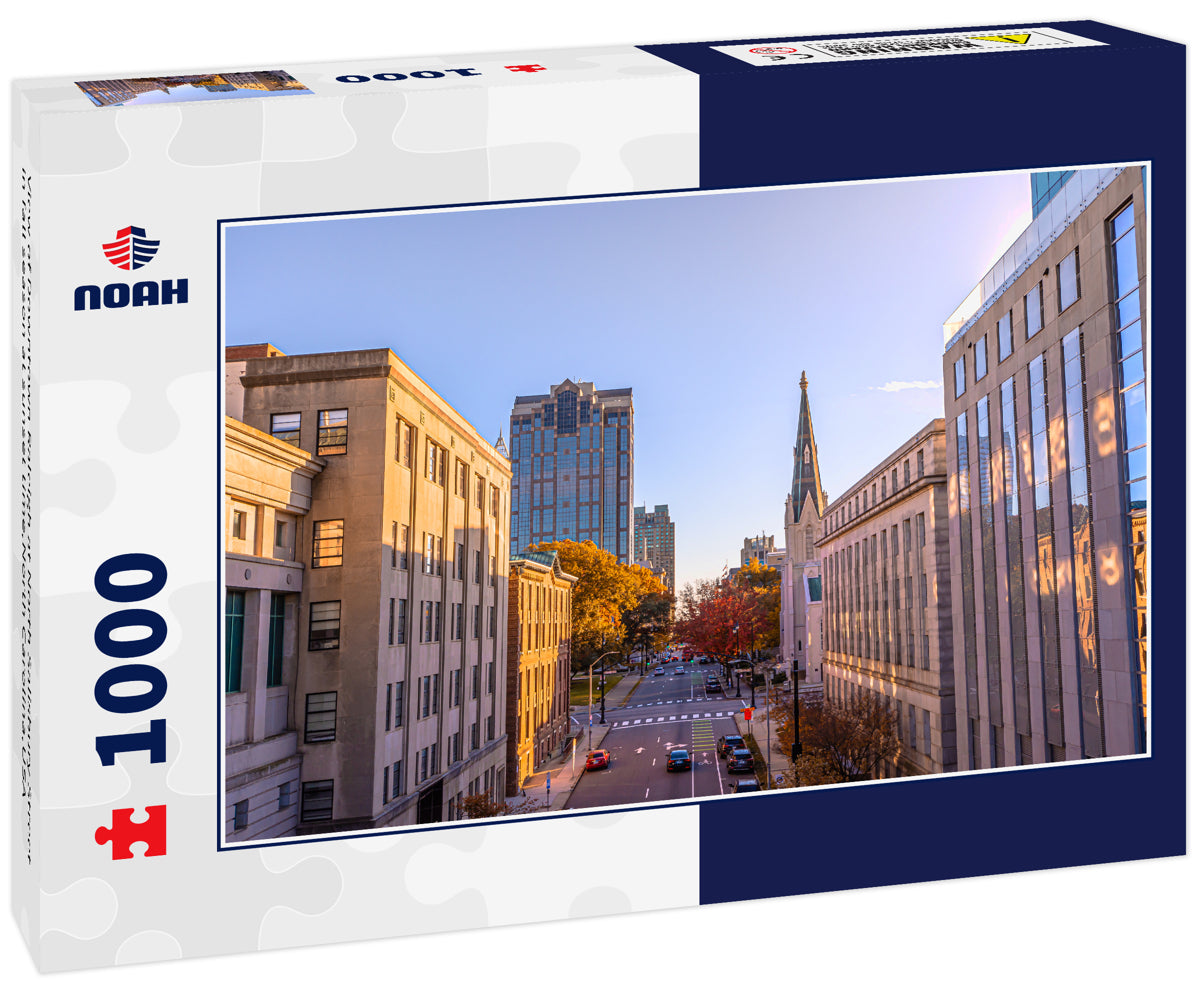 View of Downtown Raleigh at North Salisbury Street in fall season at sunset time,North Carolina,USA