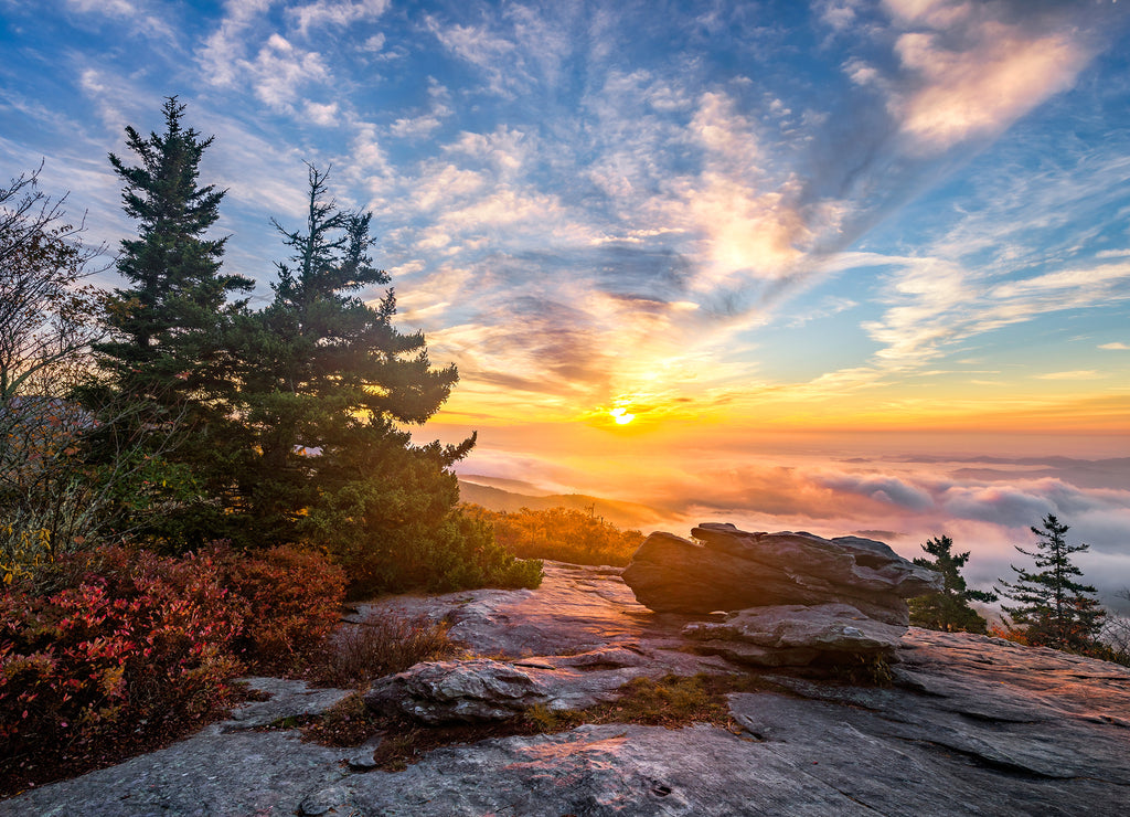 Blue Ridge Mountains, scenic sunrise, Blue ridge Parkway, North Carolina