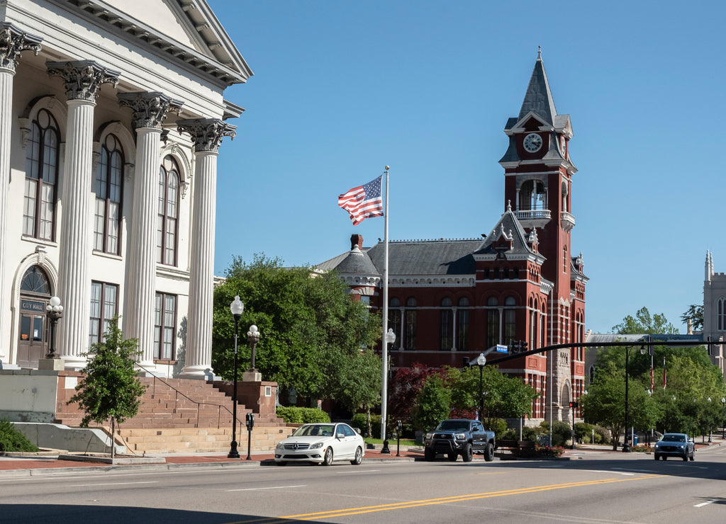 Beautiful architecture along North 3rd Street in Wilmington's historic district North Carolina