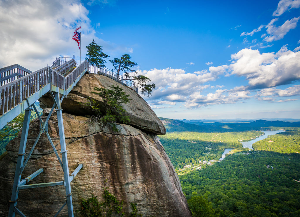 Chimney Rock and view of Lake Lure, at Chimney Rock State Park North Carolina