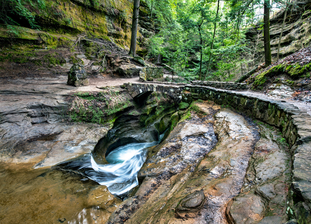 Swirling Cascade of Devil’s Bathtub, Old Man’s Cave, Hocking Hills State Park Ohio