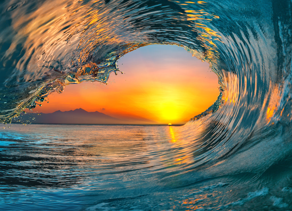 Wave in sunset