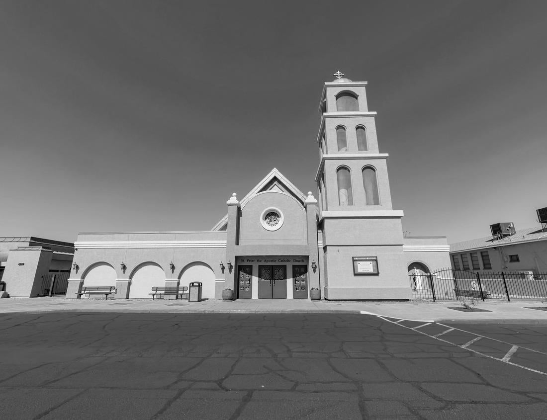 Noah Jigsaw Puzzle Aerial View of Grand Cathedral with Green Dome in Suburban Milwaukee in black white 1000 pieces