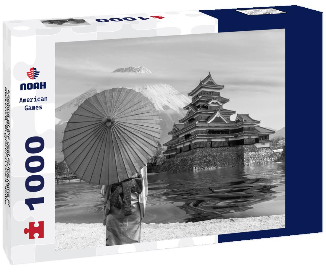 Noah Jigsaw Puzzle Looking at the rest of the ruins of Donnington Castle in Newbury. Berkshire, England in black white 1000 pieces