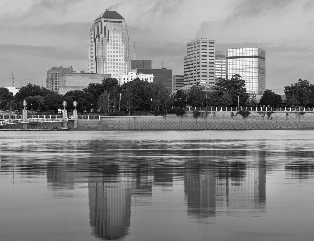 Noah Jigsaw Puzzle Springtime view of the downtown skyline of Dublin, California, USA in black white 1000 pieces