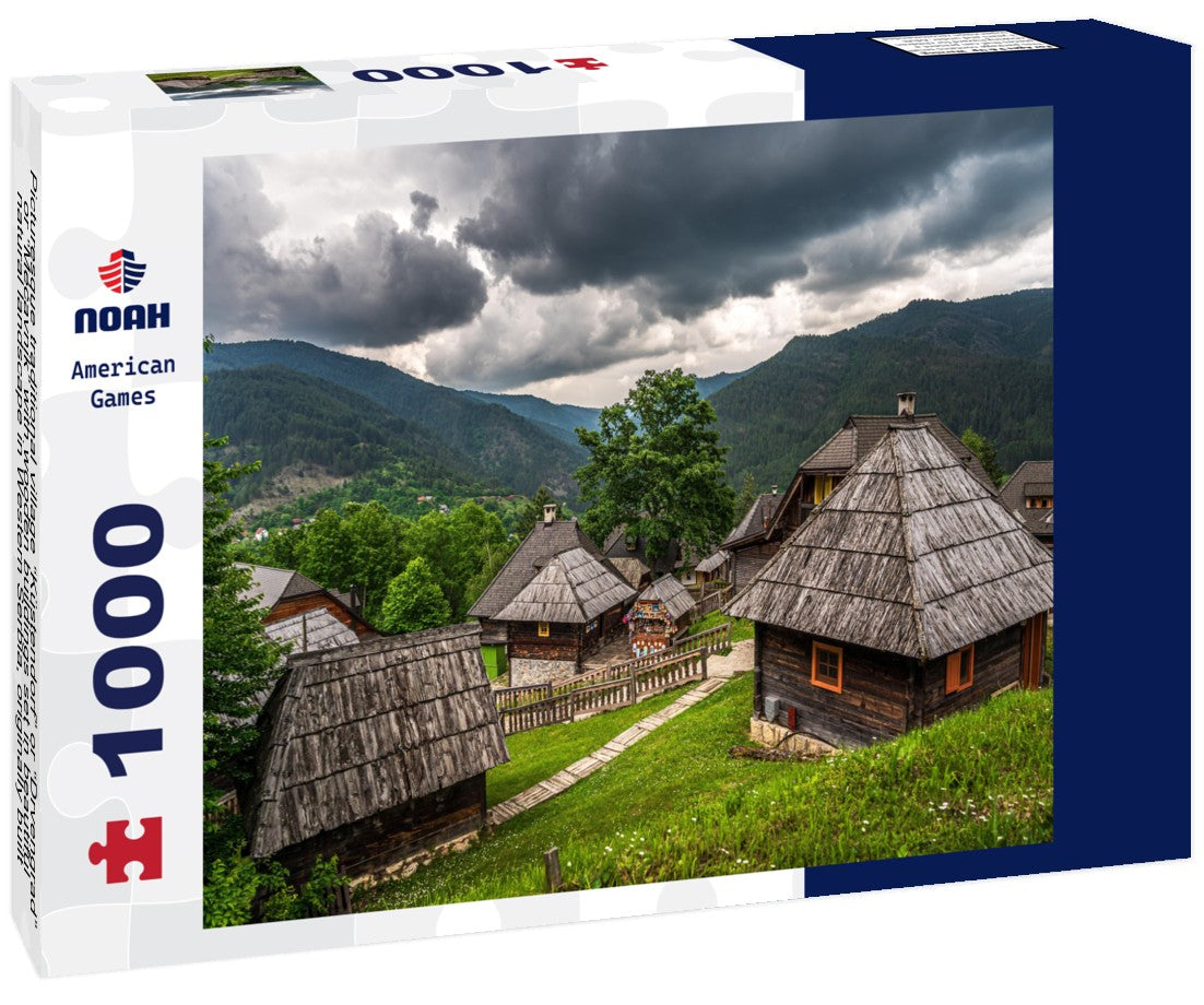 Picturesque traditional village “Küstendorf” or “Drvengrad” or “Mecavnik” with wooden buildings set in beautiful natural landscape in Western Serbia, originally built for film purposes near Mokra Gora 1000pc Puzzle