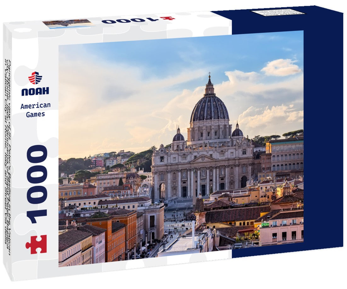 St. Peter's Basilica in the Vatican city, Rome, Italy. Saint Peter Basilica in Vatican City at Rome, Italy and Street Via della Conciliazione at sunset sky 1000pc Puzzle