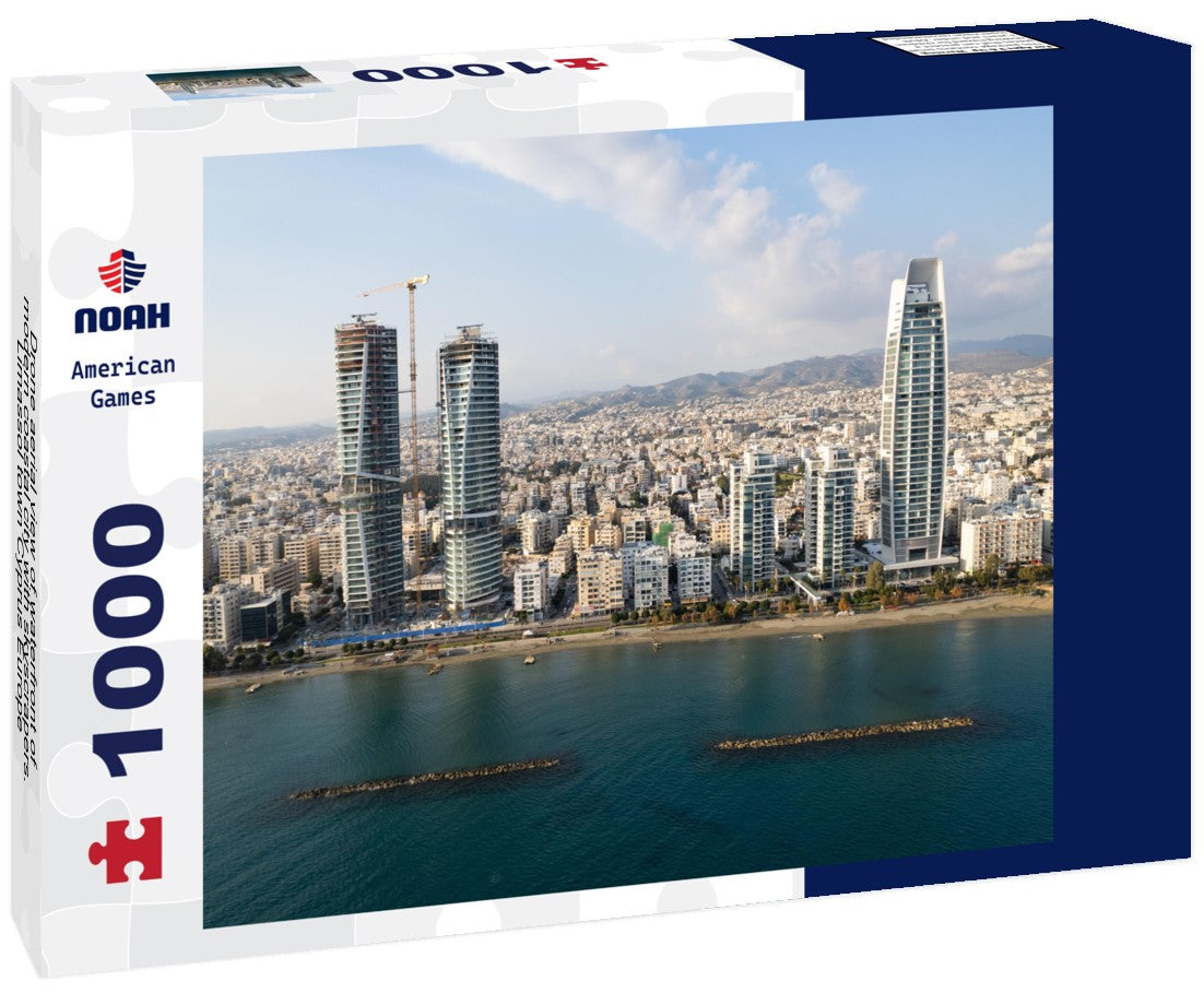 Noah Jigsaw Puzzle Drone aerial view of waterfront of modern coastal city with skyscrapers. Limassol town Cyprus Europe 1000 pieces