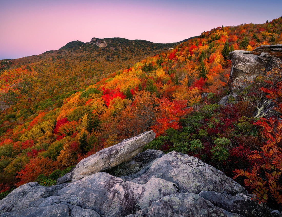 Peak autumn foliage and soft predawn light over the blue ridge mountains of North Carolina 1000pc Puzzle