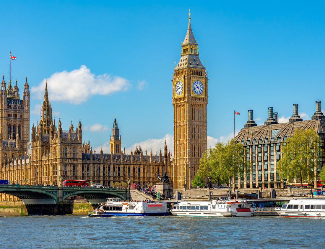 Noah Jigsaw Puzzle Big Ben tower of Houses of Parliament and Westminster pier, London, UK 1000 pieces