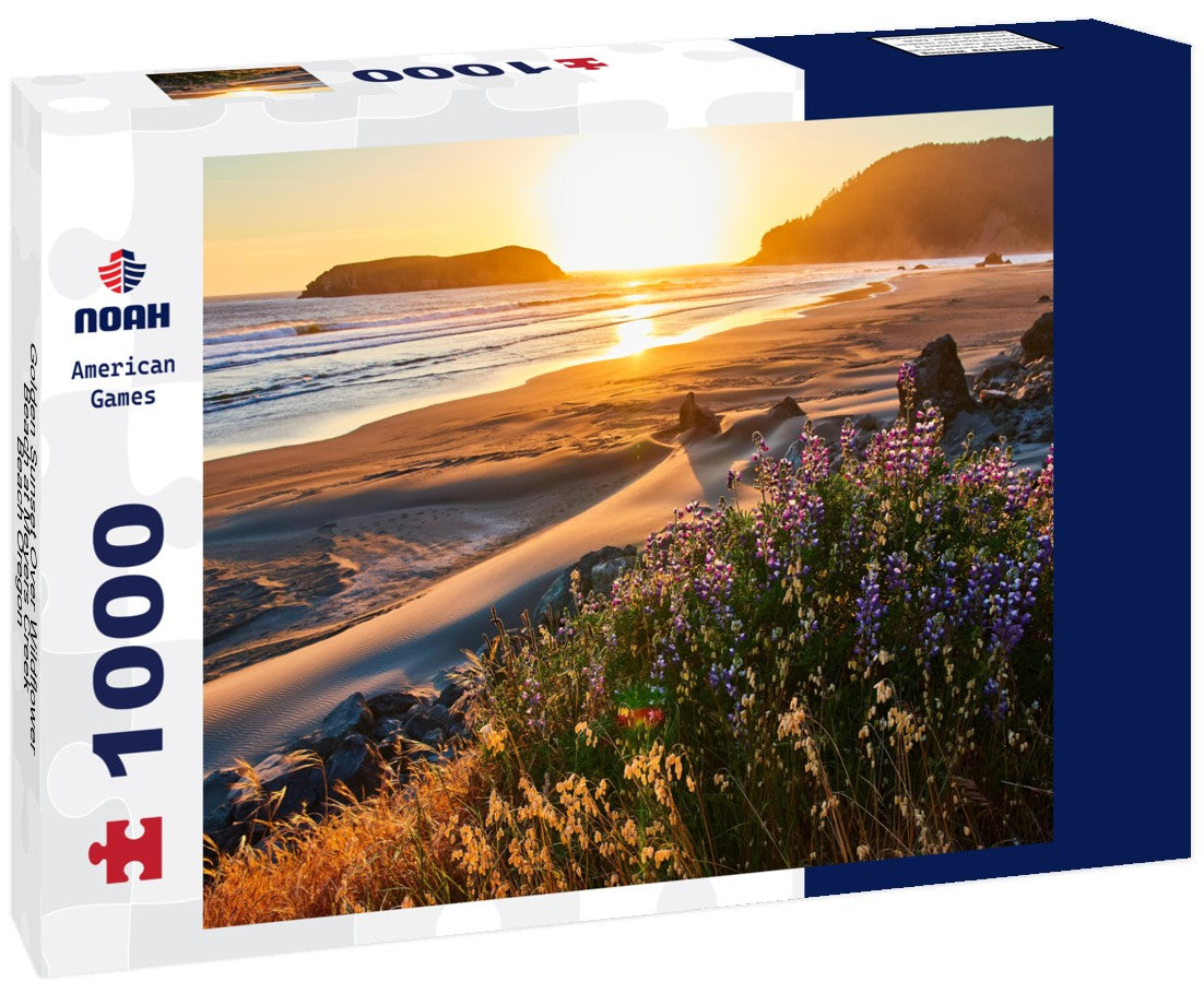 Noah Jigsaw Puzzle Golden Sunset Over Wildflower Beach at Meyers Creek Beach Oregon 1000 pieces