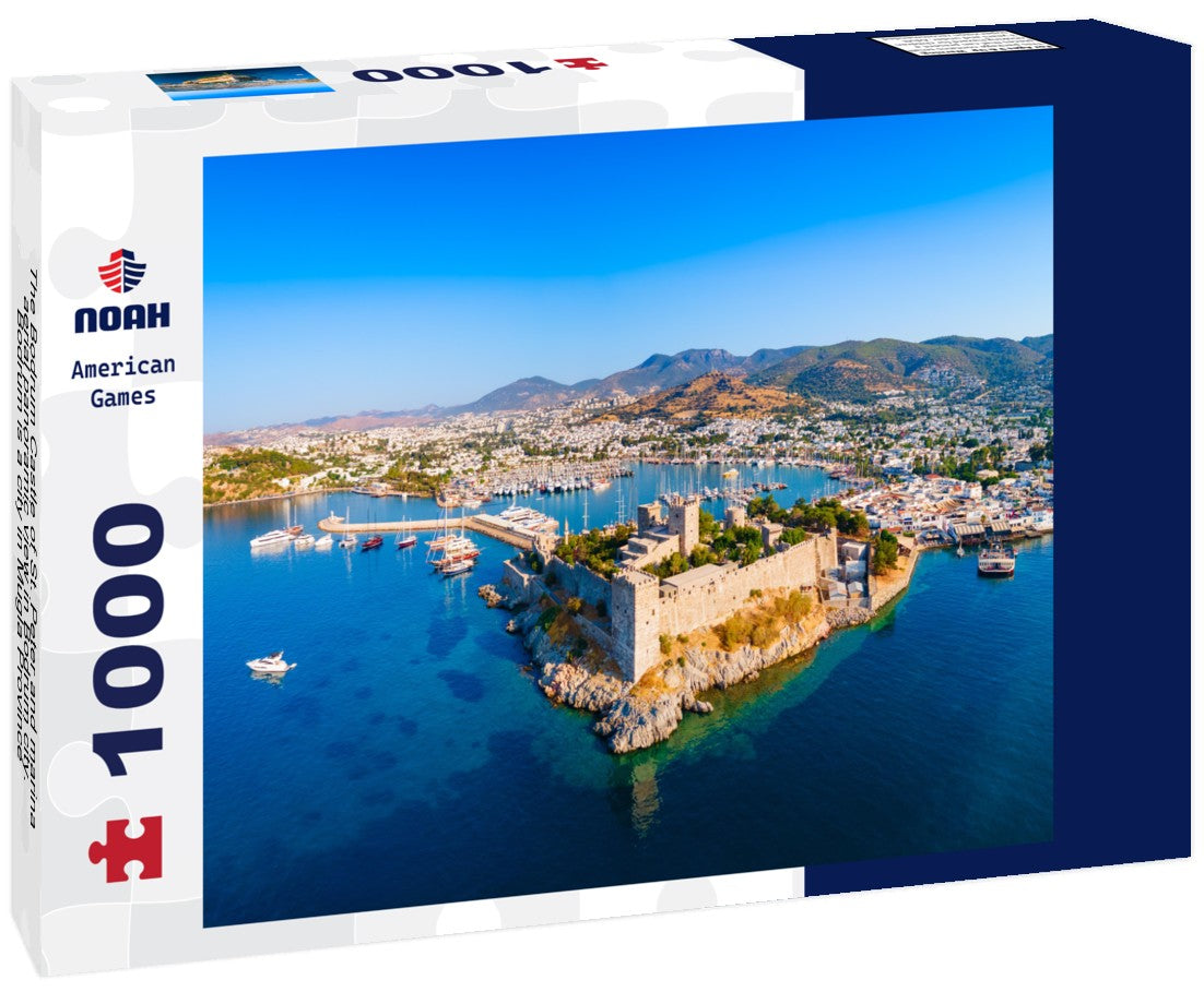 The Bodrum Castle of St. Peter and marina aerial in Bodrum city. Bodrum is a city in Mugla Province, Turkey 1000pc Puzzle